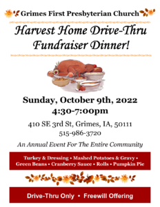 Harvest Home Drive-Thru Fundraiser Dinner @ Parking Lot